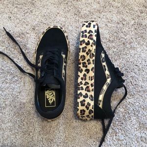 Leopard print platform vans